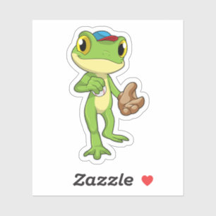 Sticker Grenouille au baseball avec gant de baseball