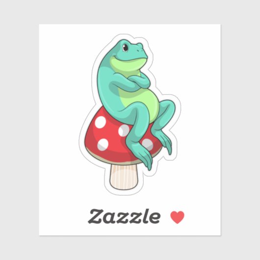 Sticker Grenouille au champignon (Feuille)