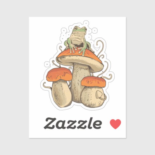 Sticker Grenouille aux champignons (Feuille)