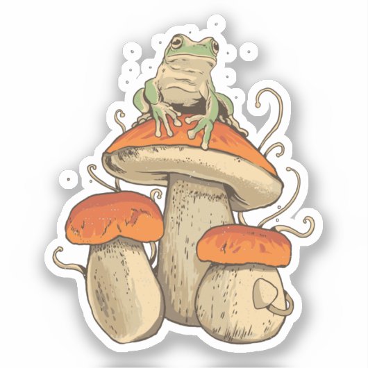 Sticker Grenouille aux champignons (Recto)