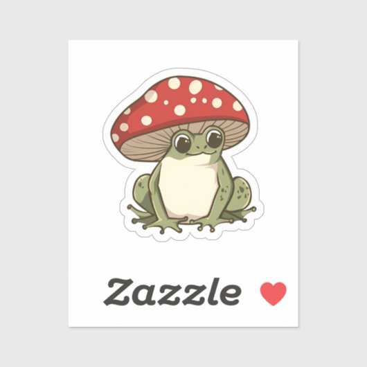 Sticker Grenouille aux champignons mignons (Feuille)