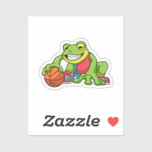 Sticker Grenouille aux sports avec basket-ball