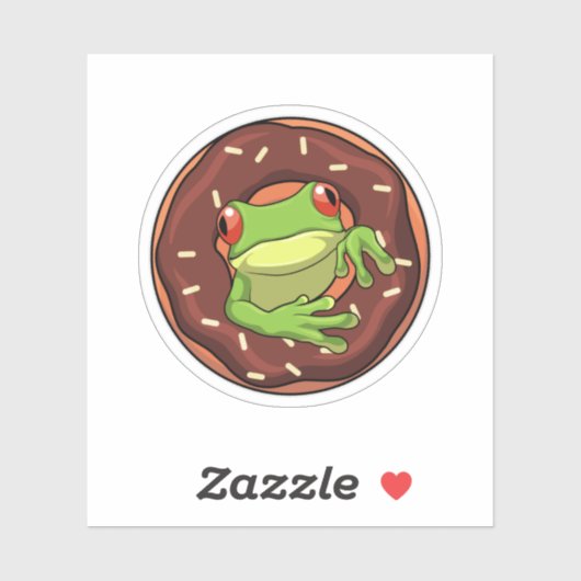 Sticker Grenouille avec beigne (Feuille)