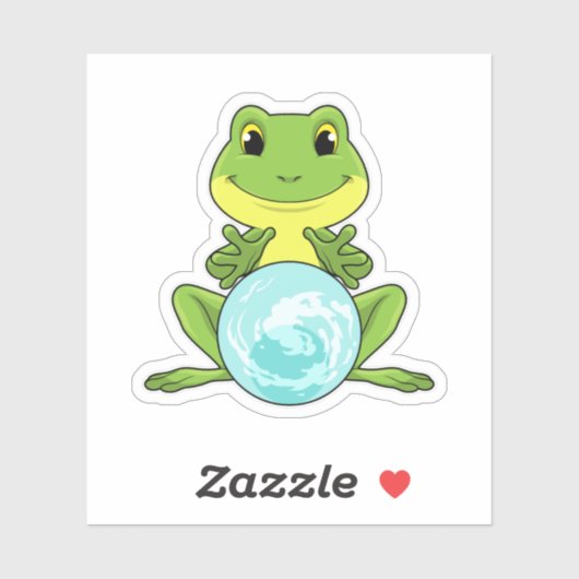 Sticker Grenouille avec boule de cristal (Feuille)