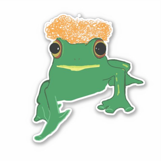 Sticker Grenouille avec cheveux (Devant)