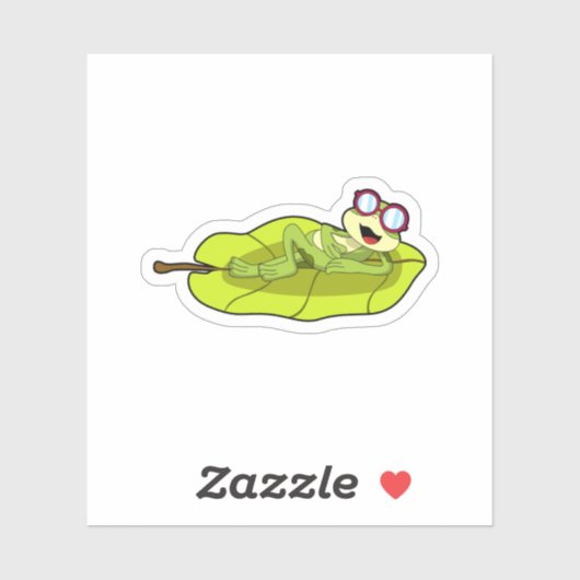 Sticker Grenouille avec lunettes de soleil (Feuille)