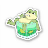 Sticker Grenouille avec verre de jus (Devant)