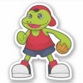 Sticker Grenouille comme joueur de basket-ball avec basket (Devant)