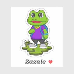 Sticker Grenouille comme randonneur avec sac à dos