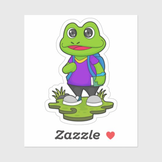 Sticker Grenouille comme randonneur avec sac à dos (Feuille)
