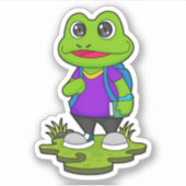 Sticker Grenouille comme randonneur avec sac à dos (Devant)