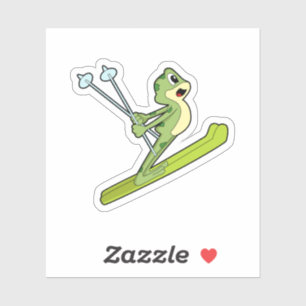 Sticker Grenouille comme sauteur de ski avec Ski.PNG