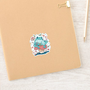 Sticker Grenouille Cottagecore sur maison champignon