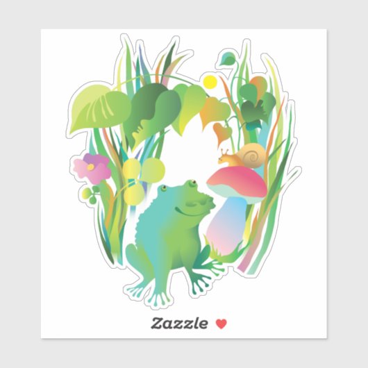Sticker Grenouille dans l'herbe (Feuille)