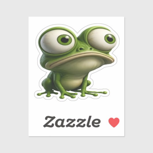Sticker Grenouille de dessin animé aux gros yeux (Feuille)