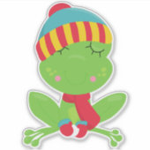 Sticker Grenouille d'hiver, Grenouille mignonne, Grenouill (Devant)