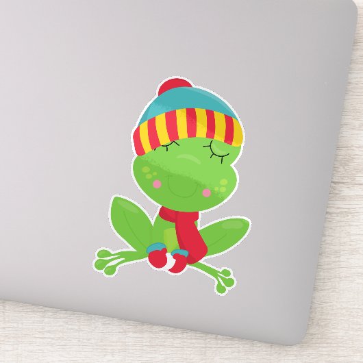 Sticker Grenouille d'hiver, Grenouille mignonne, Grenouill (Détail)