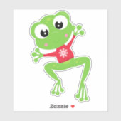 Sticker Grenouille d'hiver, Grenouille mignonne, Grenouill (Feuille)