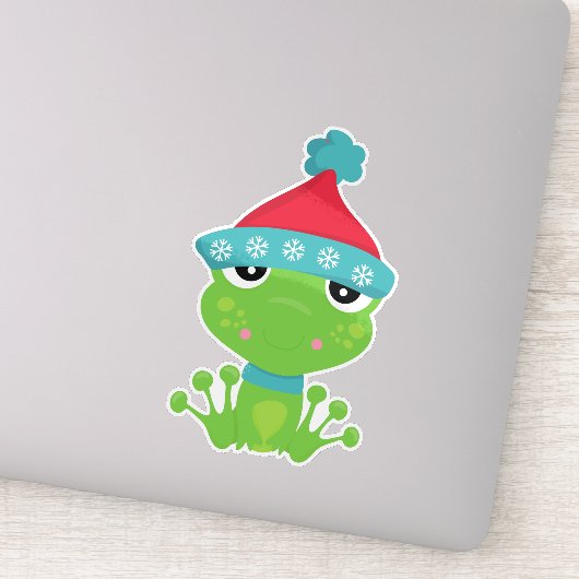 Sticker Grenouille d'hiver, Grenouille mignonne, Grenouill (Détail)