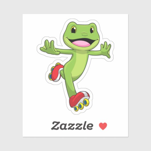 Sticker Grenouille en Patinage en ligne avec Roller skates (Feuille)