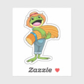 Sticker Grenouille en tant que fermier avec paille (Feuille)