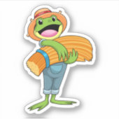Sticker Grenouille en tant que fermier avec paille (Devant)