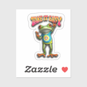 Sticker Grenouille Hippie Prenez les Choses Calmement Amus