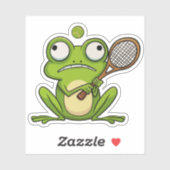 Sticker Grenouille Jouant Au Tennis (Feuille)