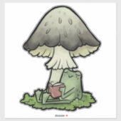 Sticker Grenouille Légère Lecture Sous Un Champagne (Feuille)