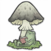 Sticker Grenouille Légère Lecture Sous Un Champagne (Devant)