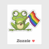 Sticker Grenouille LGBT avec drapeau de la fierté (Feuille)