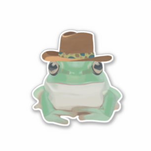 Sticker Grenouille mignonne avec Casquette Cowboy