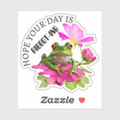 Sticker Grenouille mignonne ou tourte de crapaud sur fleur (Feuille)