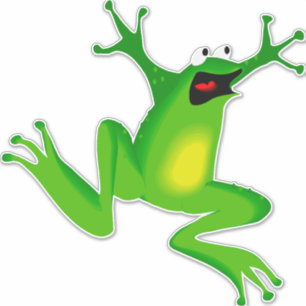 Sticker Grenouille sauteuse vert caricaturale