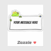 Sticker Grenouille verte drôle avec dessin animé (Feuille)