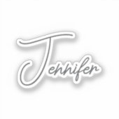 Sticker Grey White Modern Minimalist Handwriting Name (Recto)