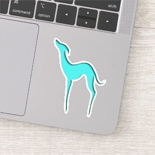 Sticker Greyhound Whippet chien turquoise silhouette bleue
