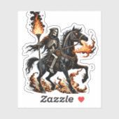 Sticker Grim Reaper Skeleton équitation Horse Flames (Feuille)