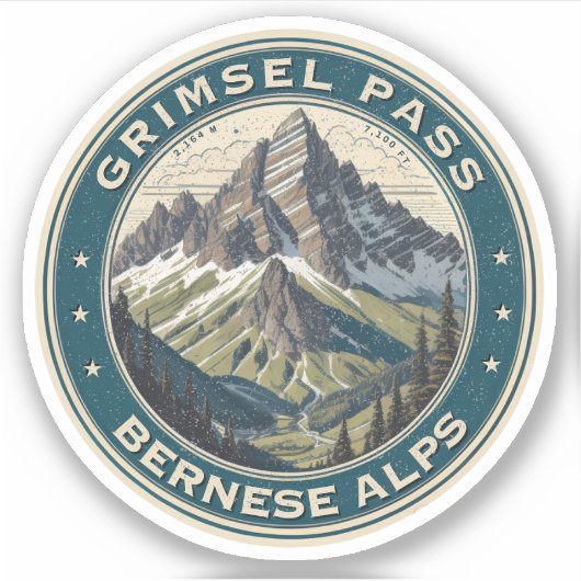 Sticker Grimsel Pass : Route des Alpes randonnées en Suiss (Devant)