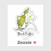 Sticker Grinch | Besoin de café drôle (Feuille)