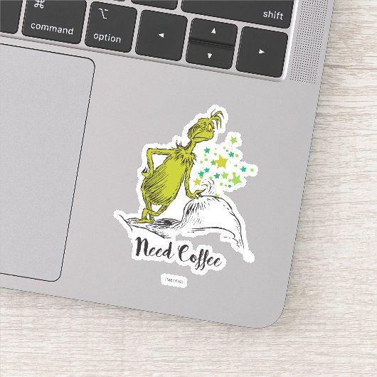 Sticker Grinch | Besoin de café drôle (Détail)