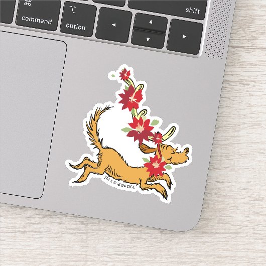Sticker Grinch | Max Pointsettia de Noël (Détail)