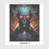 Sticker Grinning Evil Alien Homme Sci-Fi Art (Feuille)