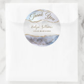 Sticker gris bleu Agate Merci classique rond (Sac)