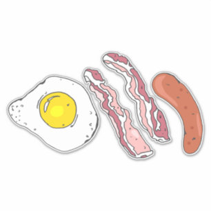 Sticker Gris Fry up Oeuf Bacon Saucisse Petit déjeuner Nou