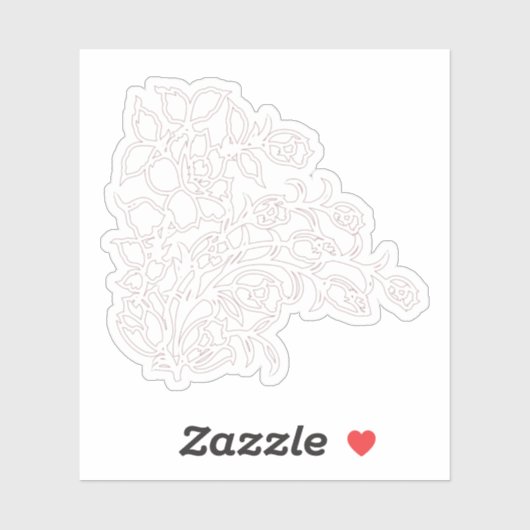 Sticker Gris pâle, Lait Blanc, design floral (Feuille)