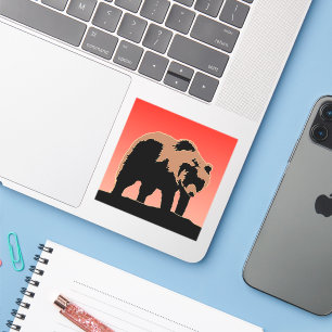 Sticker Grizzly Bear au coucher du soleil - Art original d
