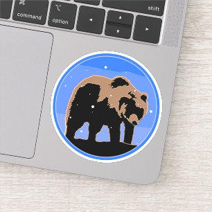 Sticker Grizzly Bear en hiver - Art original de la faune