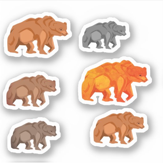 Sticker Grizzlys dans différentes nuances (Devant)