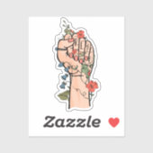 Sticker GRL puissance fleur à main rouge ongles lierre écl (Feuille)